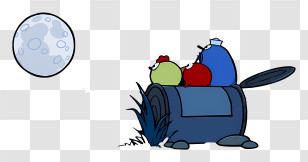 Peep And The Big Wide World - Cartoon Trash Can With Bags Under The Moon Transparent PNG