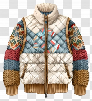 Winter Coat - Colorful Patterned Winter Jacket Transparent PNG