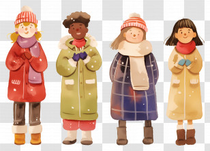 Cartoon People - Winter Fashion For Kids Transparent PNG