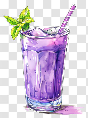 Solkadhi Drink - Purple Juice Glass With Ice Artwork Transparent PNG