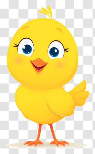Cartoon Yellow Bird - Cute Yellow Chick Character Transparent PNG