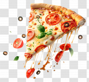 3d Pizza - Realistic Pizza Slice With Fresh Toppings Transparent PNG