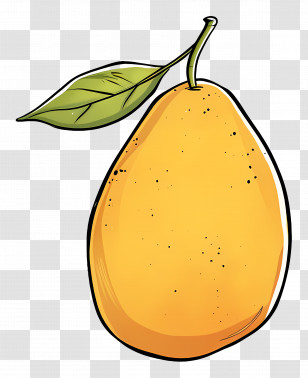 Cartoon Mango - Yellow Pear Illustration With Leaf Transparent PNG