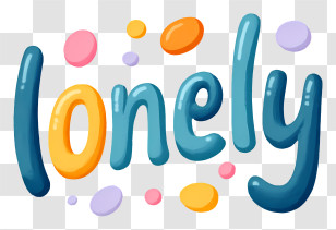Lonely - Playful 'Lonely' Colorful Lettering Transparent PNG