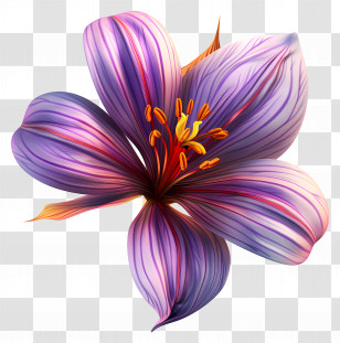 3d Flower - Detailed Illustration Of A Purple Saffron Flower Transparent PNG
