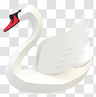 White Swan - White Swan With Red Beak In Artistic Style Transparent PNG