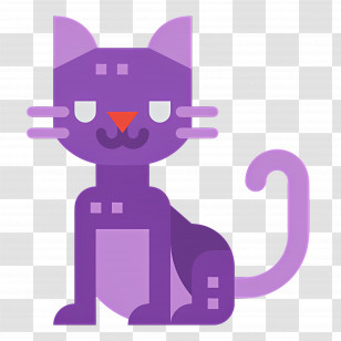 Halloween Cat - Purple Cartoon Cat Illustration Transparent PNG