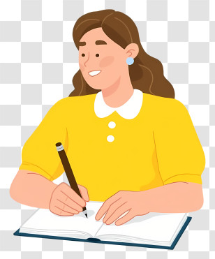 Woman Writing With Pencil - Girl Writing In Notebook Transparent PNG