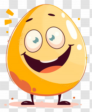 Cartoon Smiling Egg - Happy Egg Character Transparent PNG