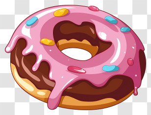 Pink Glazed Doughnut - Pink Glazed Donut With Rainbow Sprinkles Transparent PNG
