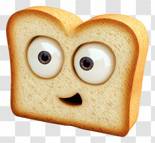 White Bread - Funny Bread With Big Eyes Transparent PNG