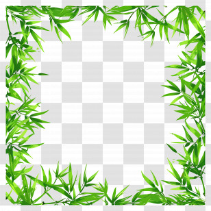 Bamboo Leaf Border - Green Bamboo Frame Illustration Transparent PNG