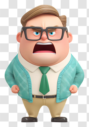 Angry Middle Aged Man - Angry Cartoon Office Boss Transparent PNG