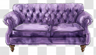 Purple Sofa - Tufted Purple Sofa Illustration Transparent PNG