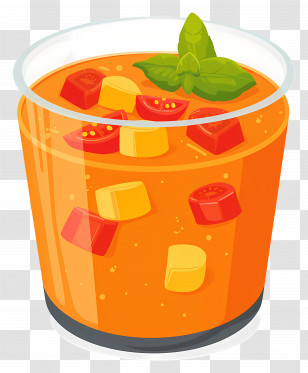 Gazpacho - Refreshing Orange Juice With Fruit Pieces Transparent PNG
