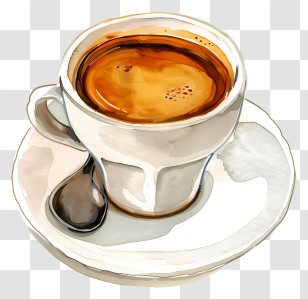 Espresso Coffee - Realistic Coffee Cup Illustration With A Saucer Transparent PNG