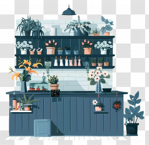Flower Shop - Beautiful Flower Shop With Various Plants Transparent PNG