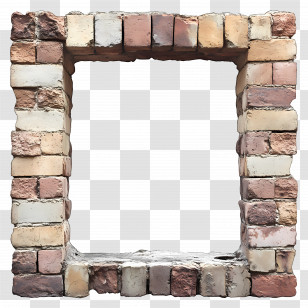 Brick Wall Frame - Brick Frame Structure With Window Opening Transparent PNG
