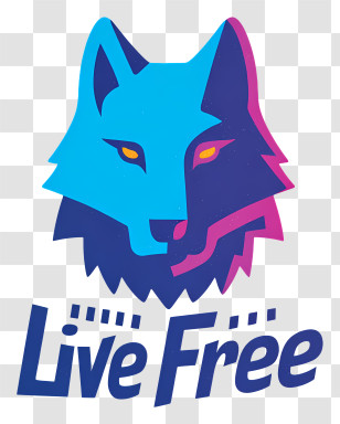 Live Free - Bold Split-tone Wolf 'Live Free' Sticker Transparent PNG