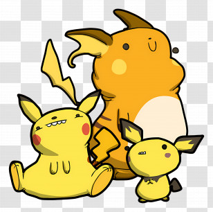 Pikachu - Pikachu, Raichu, And Pichu Cartoon Characters Transparent PNG