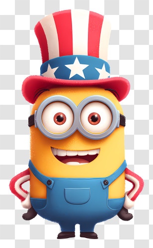 4th Of July Minion - Cartoon Character With Patriotic Hat Transparent PNG