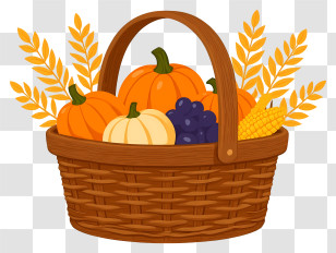 Harvest Basket Arrangement - Autumn Harvest Basket Transparent PNG