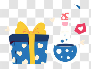 Valentine - Gift Box With Hearts Celebration Illustration Transparent PNG
