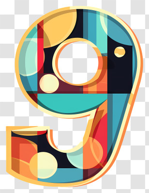 Number 9 - Colorful Geometric Number 9 Transparent PNG