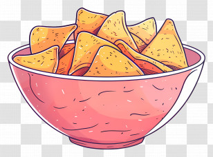 Chips - Bowl Filled With Tortilla Chips Illustration Transparent PNG