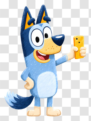 Bluey Taking Selfie - Blue Dog Taking A Selfie Transparent PNG