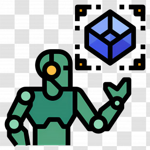 Artificial Intelligence - Robot With 3D Cube Icon Transparent PNG