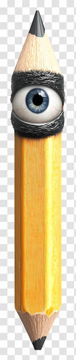 Cartoon Pencil - Yellow Pencil With Single Eye Transparent PNG