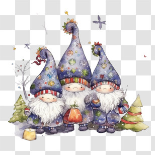 Christmas Gnome - Winter Gnomes With Hats Transparent PNG