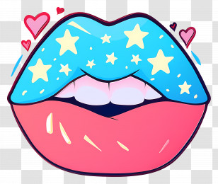 Cartoon Lips - Colorful Lips With Stars And Hearts Transparent PNG