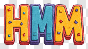Word Hmm - Colorful 3D HMM Letters Transparent PNG