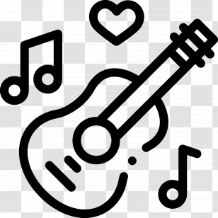 Guitar - Guitar With Musical Notes Transparent PNG