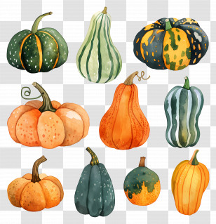 Squash - Assorted Decorative Pumpkins And Gourds Transparent PNG