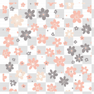 Flower Background - Peach And Gray Floral Pattern Transparent PNG