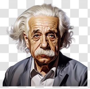 Flat Albert Einstein Portrait - Scientist Portrait Art With Detailed Realism Transparent PNG