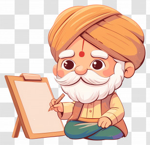 Indian Man Drawing - Elderly Artist At Work Transparent PNG