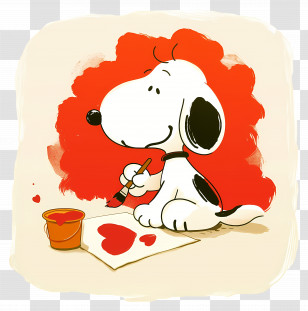 Snoopy Love - Dog Painting Hearts Transparent PNG