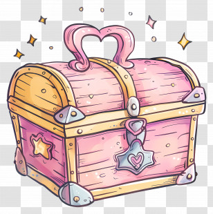 Pink Treasure Chest - Pink Treasure Chest With Heart Lock Transparent PNG