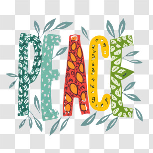 Peace - Colorful Peace Text Design Transparent PNG