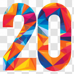 Number 20 - Colorful Number 20 Transparent PNG