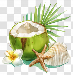 Coconut Water - Tropical Coconut And Shells Transparent PNG