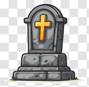 Headstone Emoji - Tombstone Cartoon Illustration For Memorial Concept Transparent PNG
