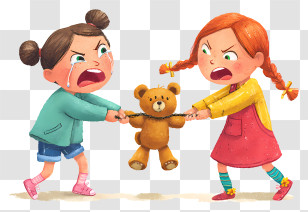 Two Girls Fighting - Children Fighting Over Teddy Bear Transparent PNG