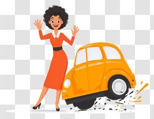 Car Accident - Orange Car Cartoon Illustration Transparent PNG