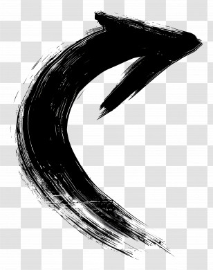 Black Curved Arrow - Black Ink Brush Arrow Design Transparent PNG
