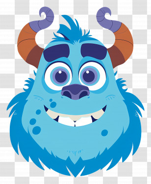 Sulley Head - Blue Cartoon Monster Character Transparent PNG